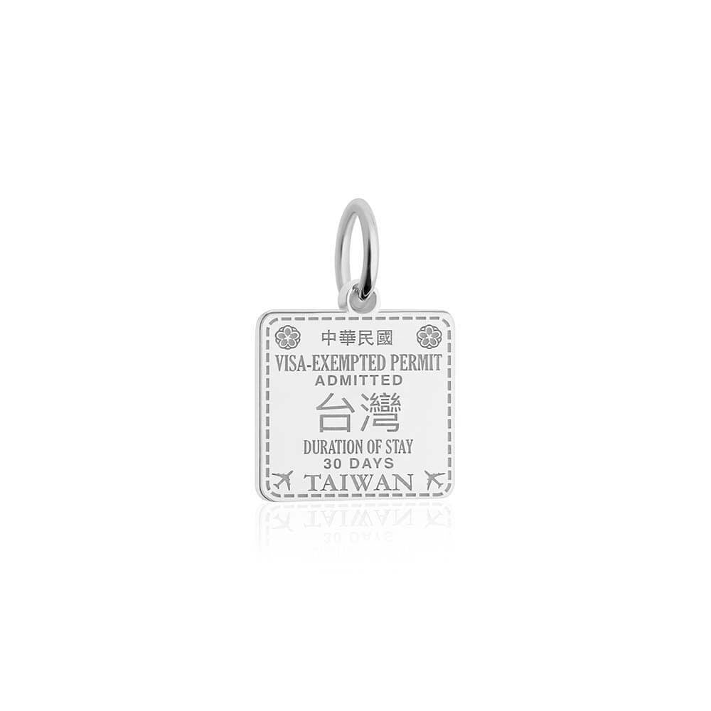 Sterling Silver Travel Charm, Taiwan Passport Stamp - JET SET CANDY  (1720199905338)