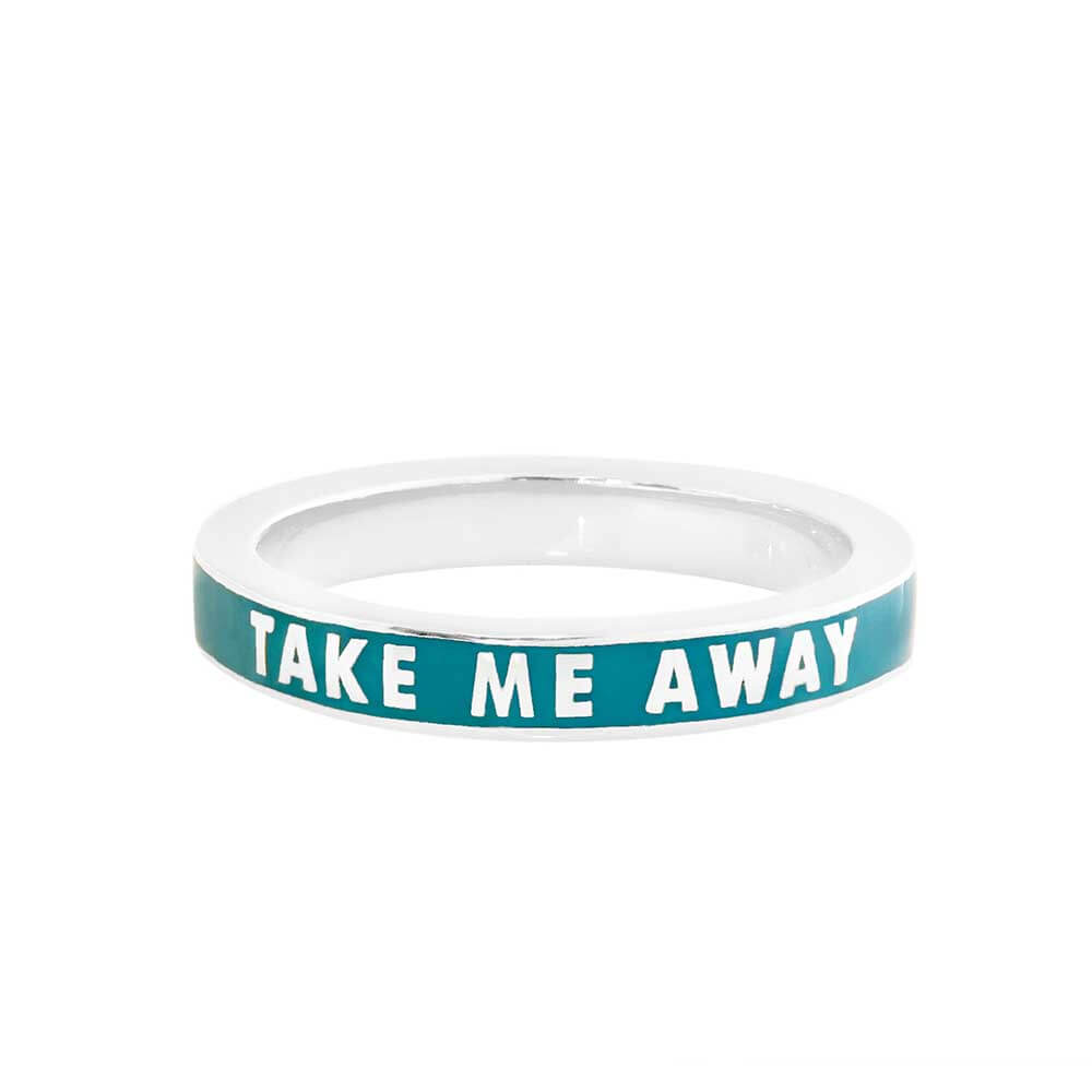 Teal Green Enamel Ring in Sterling Silver, Take Me Away - JET SET CANDY  (1720209637434)