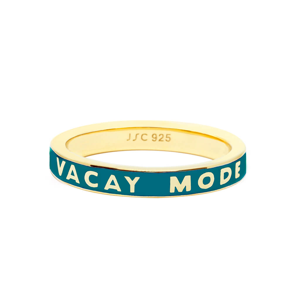 Gold Vacay Mode Ring with Teal Green Enamel (Ships Oct.) (6080812286136)