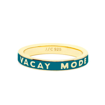 Gold Vacay Mode Ring with Teal Green Enamel