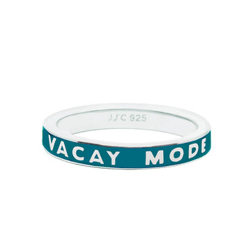 Silver Vacay Mode Ring with Teal Green Enamel