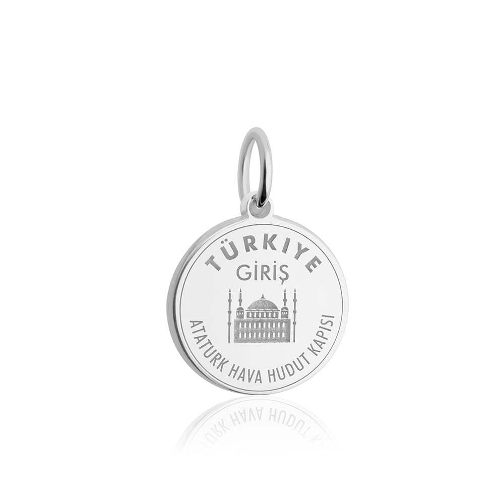 Sterling Silver Travel Charm, Turkey Passport Stamp - JET SET CANDY  (1720204394554)