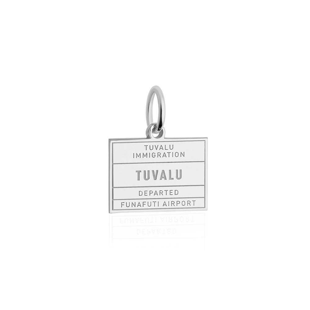 Sterling Silver Travel Charm, Tuvalu Passport Stamp - JET SET CANDY  (1720208293946)