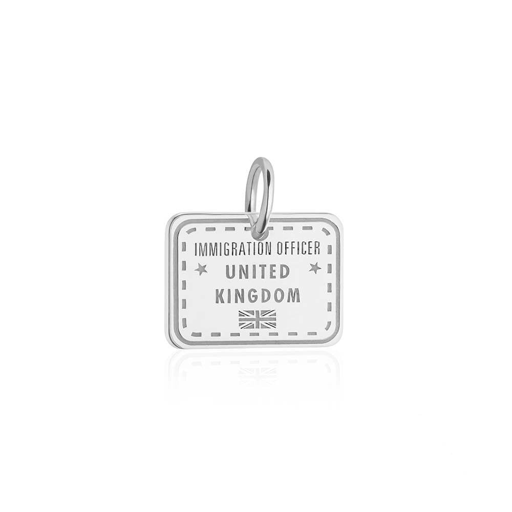 Sterling Silver Charm, United Kingdom Passport Stamp (SHIPS JUNE) - JET SET CANDY  (1720207179834)