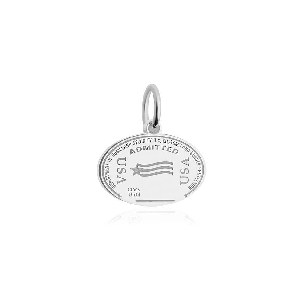 Sterling Silver USA Charm, United States Passport Stamp (SHIPS JUNE) - JET SET CANDY  (1720207278138)