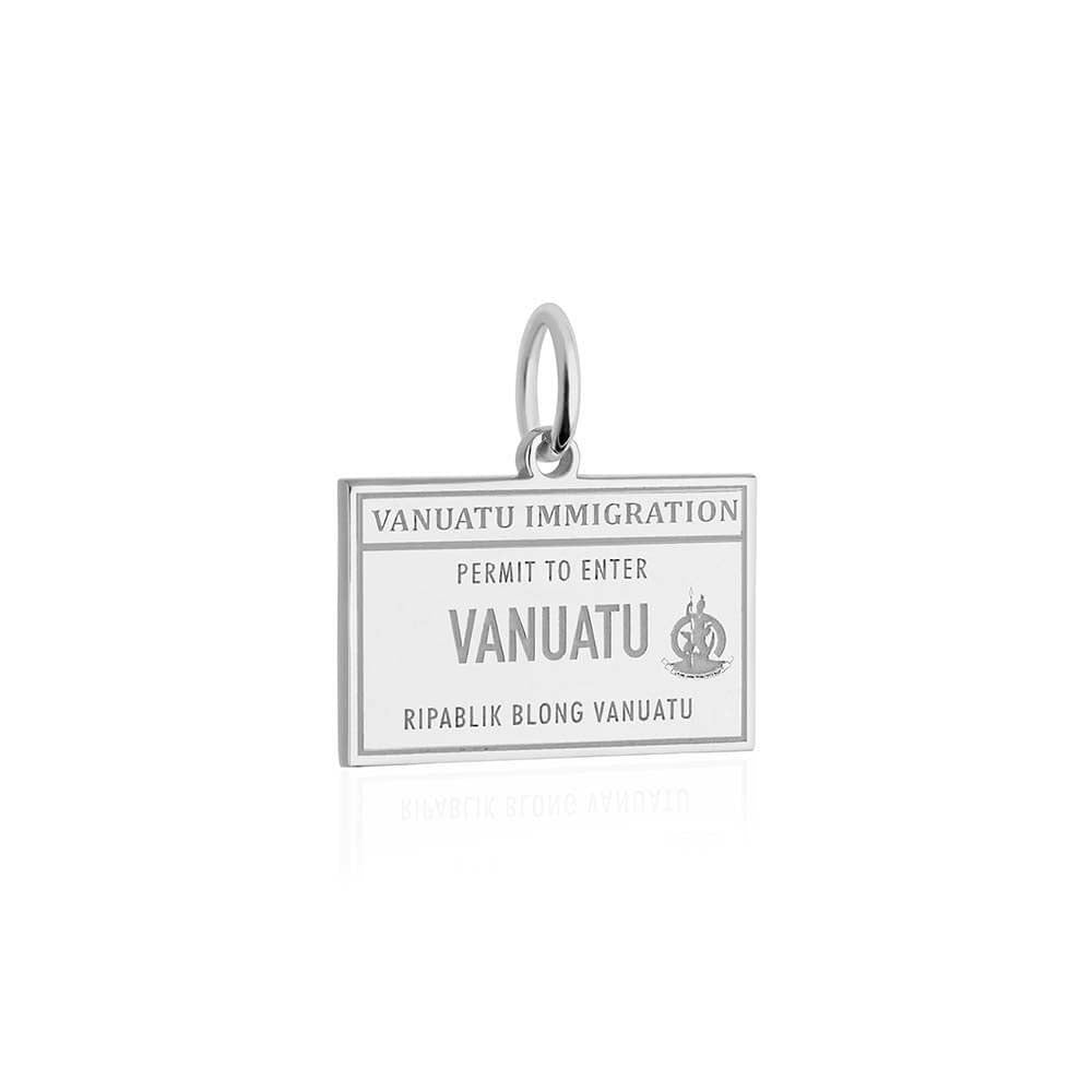 Sterling Silver Travel Charm, Vanuatu Passport Stamp - JET SET CANDY  (1720208392250)