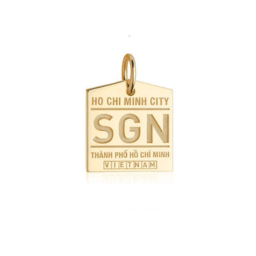 Ho Chi Minh City Vietnam SGN Luggage Tag Charm Gold