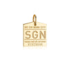Ho Chi Minh City Vietnam SGN Luggage Tag Charm Solid Gold