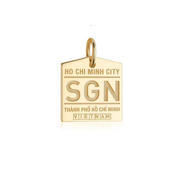 Ho Chi Minh City Vietnam SGN Luggage Tag Charm Solid Gold
