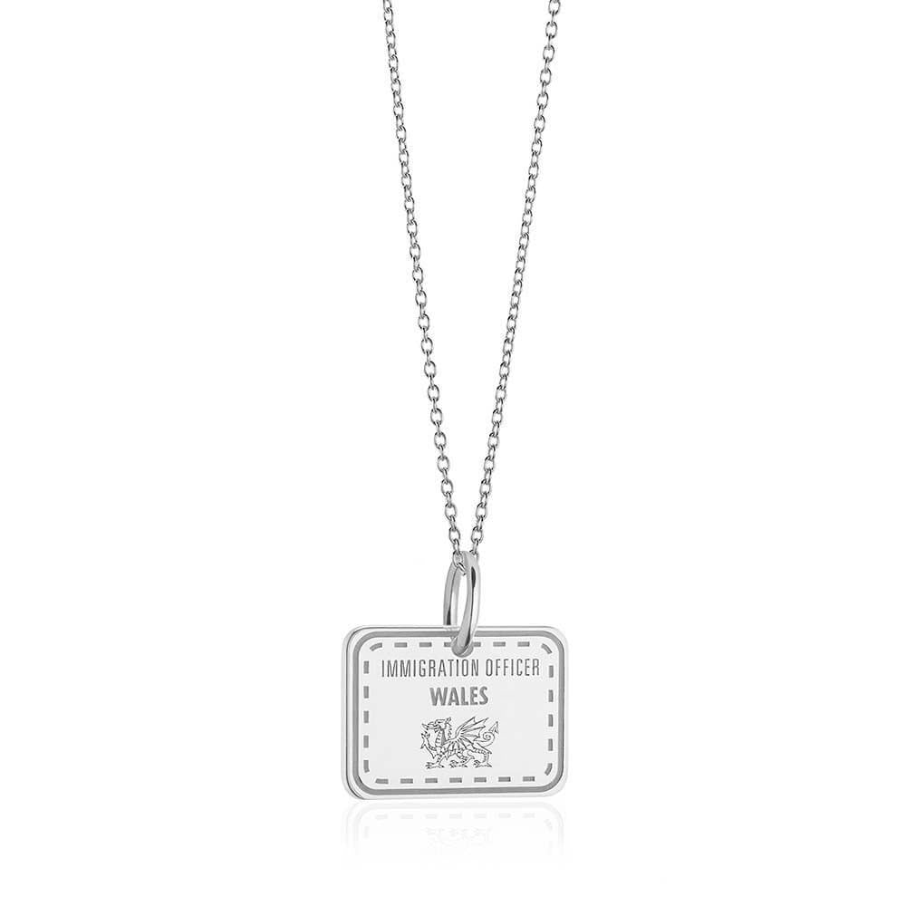 Sterling Silver Travel Charm, Wales Passport Stamp (SHIPS JUNE) - JET SET CANDY  (1720201805882)