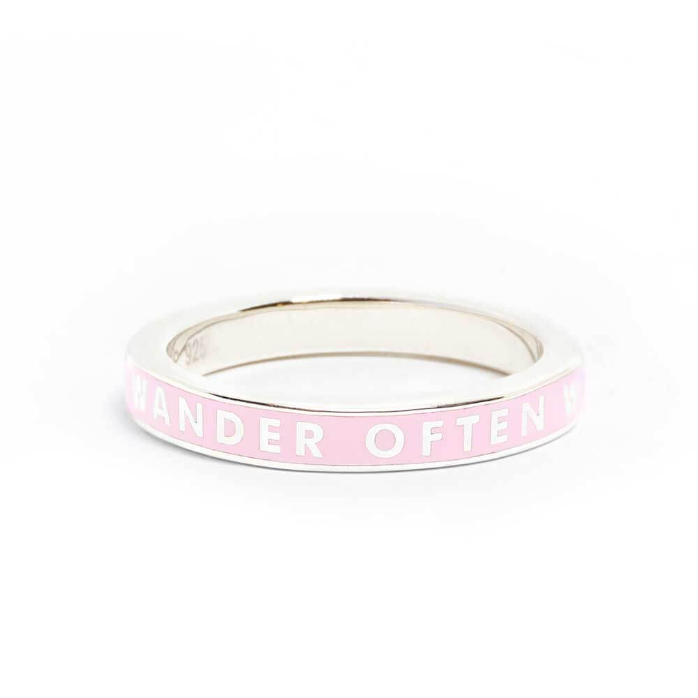 Pink Enamel Ring in Sterling Silver, Wander Often (SHIPS JUNE) - JET SET CANDY  (1720209539130)