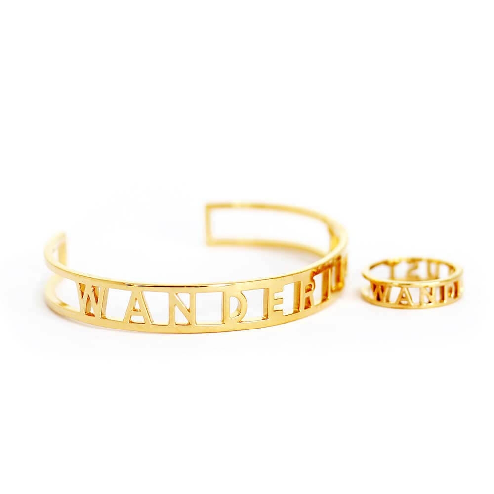 Gold Cutout Cuff Bracelet, Wanderlust - JET SET CANDY (2307150774330)