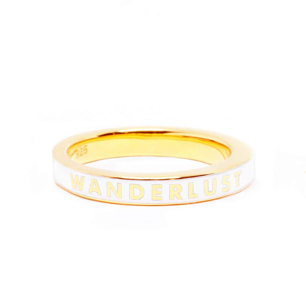 Gold Wanderlust Ring with White Enamel (SHIPS JUNE) - JET SET CANDY  (1720211406906)