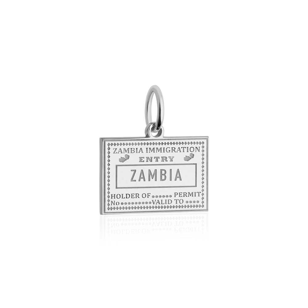 Sterling Silver Travel Charm, Zambia Passport Stamp (SHIPS JUNE) - JET SET CANDY  (1720204689466)