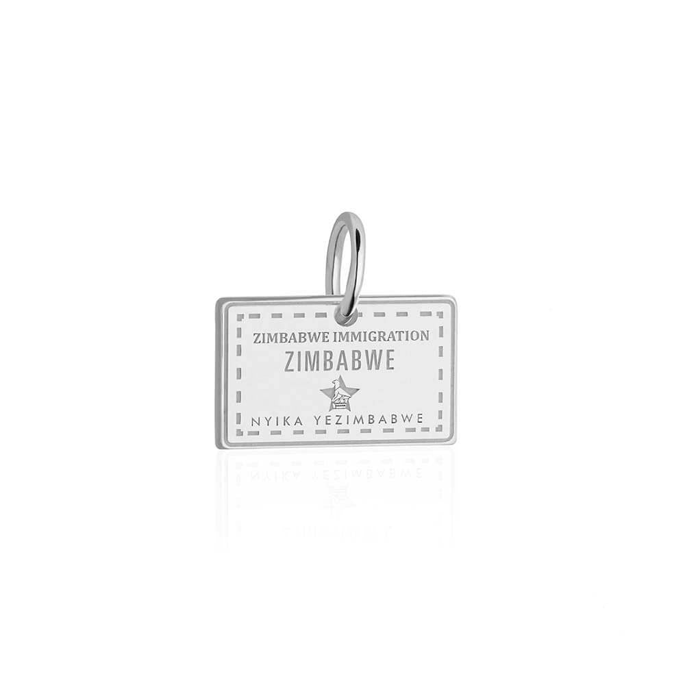 Sterling Silver Travel Charm, Zimbabwe Passport Stamp - JET SET CANDY  (1720204755002)